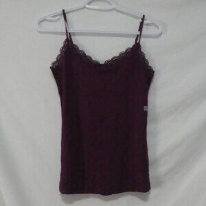 ANN TAYLOR LOFT Plum Purple Lace Trim Cami Tank Top - Size Small